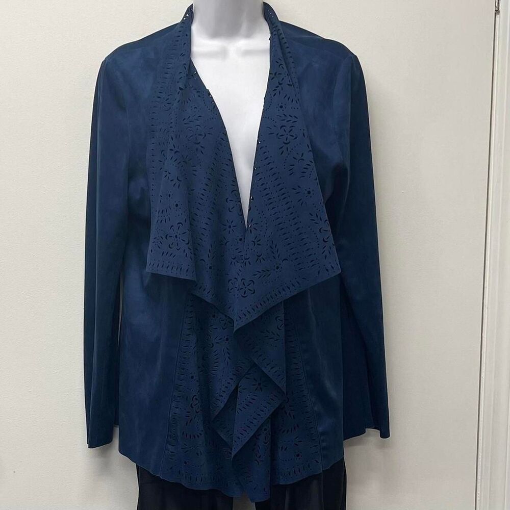 NWOT Allison Daley Women's Size 10 Blue Suede Feel Cardigan
